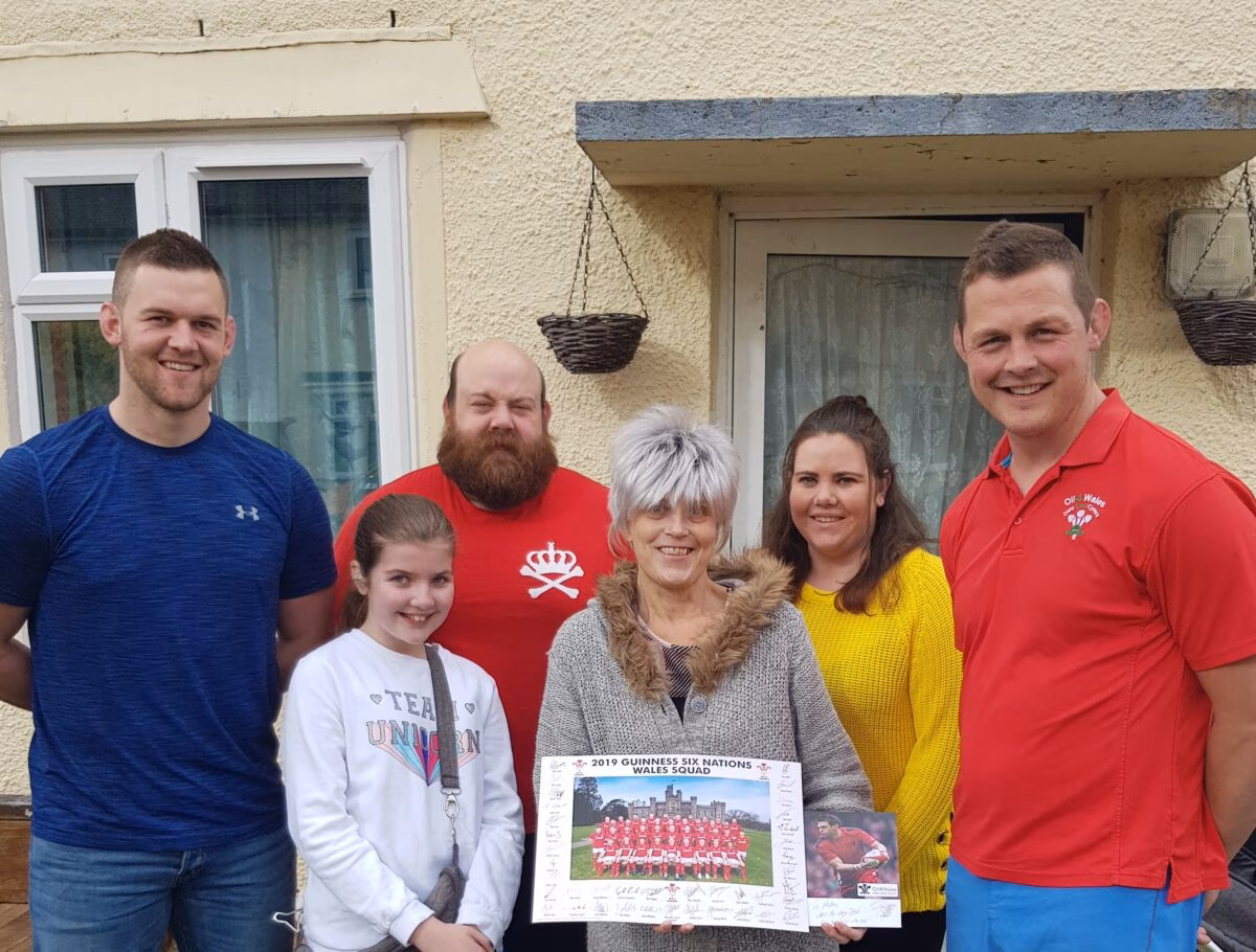 Dan Lydiate and Dafydd Jones drop by the Langley house for a visit.