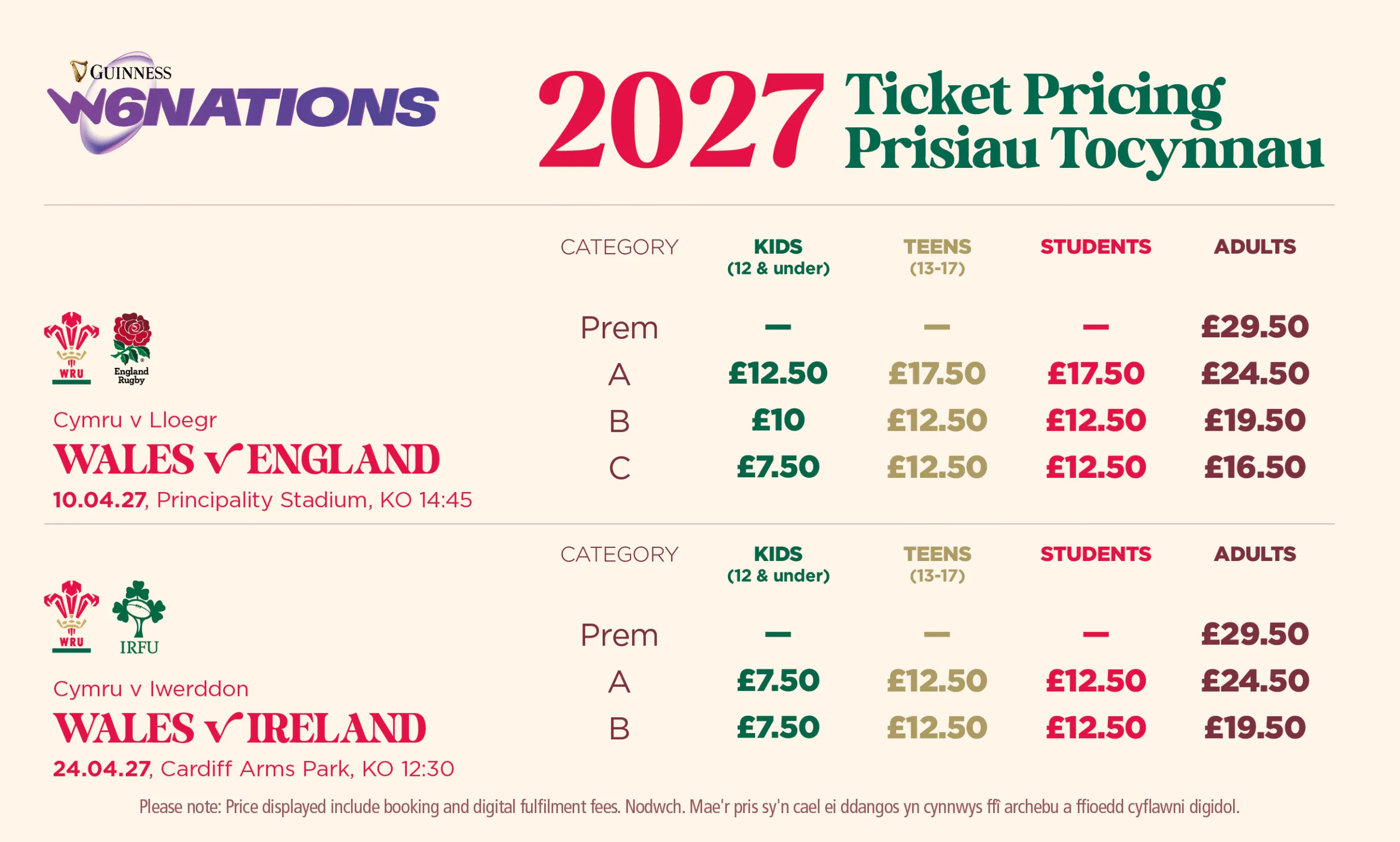 Pricing table